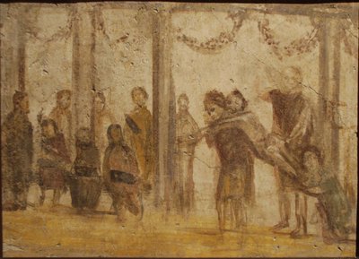 La punizione di un allievo. Affresco dalla casa di Julia Felix, I secolo da Roman Pompeian wall painting.