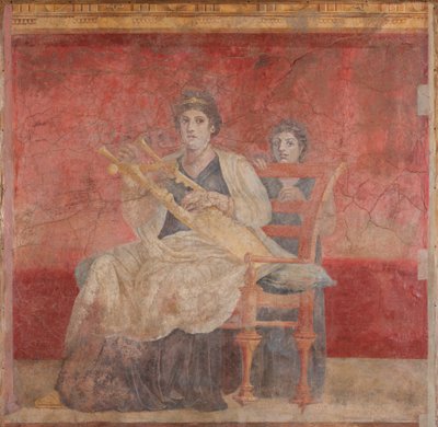 Donna seduta che suona una kithara, c.50-40 a.C. da Roman Republican Period