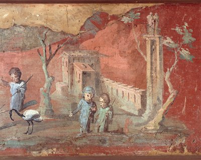 Antico affresco romano con scena rurale da Roman Roman