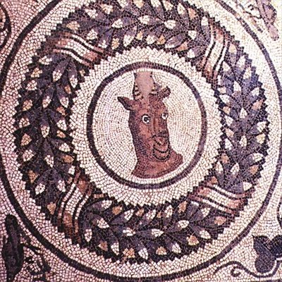 Testa di antilope, mosaico romano, inizio IV secolo (mosaico) da Roman Roman