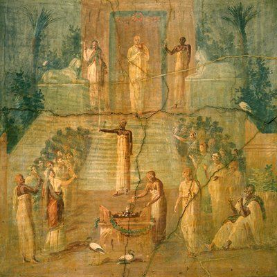 Cerimonia del culto di Iside, da Pompei (affresco) da Roman Roman