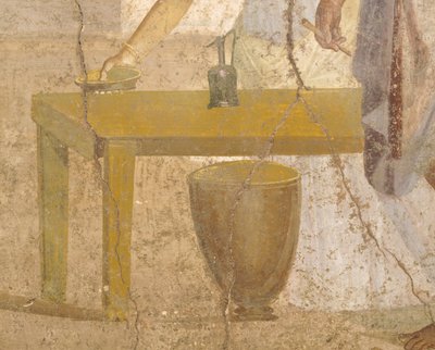 Dettaglio di affresco raffigurante pasto sacrificale, Casa dei Cupidi Dorati, Pompei, Campania, civiltà romana da Roman Roman