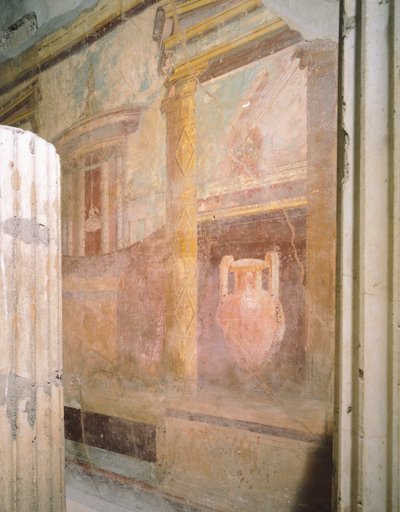 Dettaglio di affreschi nella sala del triclinio, Casa del Labirinto, Pompei, Campania, Civiltà Romana da Roman Roman