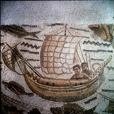 Scena di pesca in mosaico a Ippona, Algeria da Roman Roman