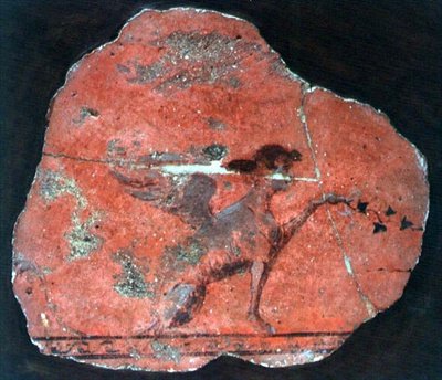 Frammento di un affresco di una sfinge, romano da Roman Roman