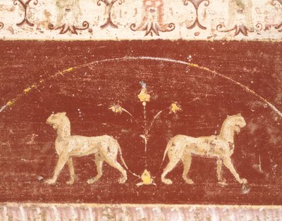 Decorazione ad affresco dalla Sala del Tablino, Casa di Marco Lucrezio Frontone, Pompei, Campania, Civiltà Romana da Roman Roman