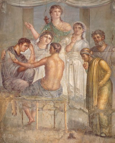 Affresco che raffigura Admeto e Alcesti, dalla Basilica di Ercolano, Campania, Civiltà Romana da Roman Roman