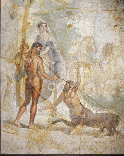 Affresco che raffigura Ercole, Deianira e Illo che attraversano il fiume Eveno, Pompei, Italia da Roman Roman