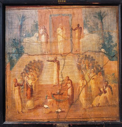 Affresco raffigurante il culto di Iside, da Ercolano, provincia di Napoli, Italia da Roman Roman