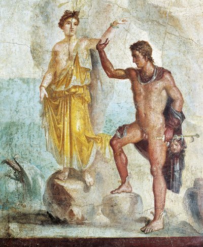 Affresco che raffigura Perseo che libera Andromeda, dalla Casa dei Dioscuri, Pompei da Roman Roman