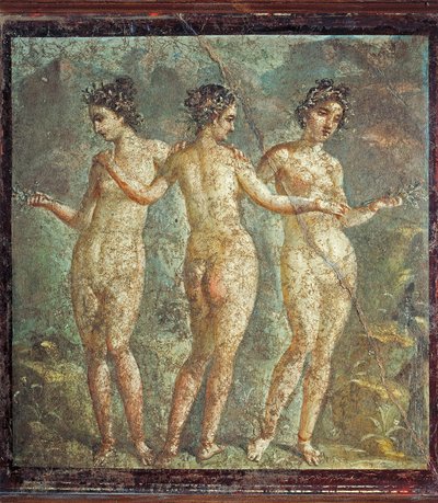Affresco raffigurante le Tre Grazie, da Pompei, Italia da Roman Roman