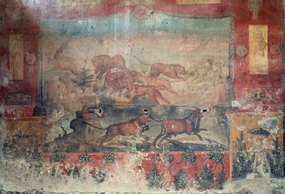 Affresco raffigurante una scena di caccia, II secolo a.C.-I secolo d.C. da Roman Roman