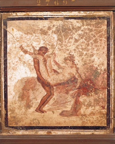 Affresco raffigurante soggetto erotico, da Pompei da Roman Roman