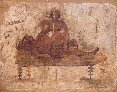 Affresco raffigurante soggetto erotico, da Pompei, Italia da Roman Roman