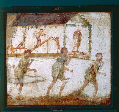 Affresco che raffigura la processione dei falegnami, Officina dei Falegnami a Pompei da Roman Roman