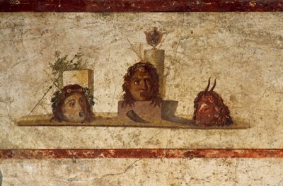 Affresco che raffigura tre teste, Casa di Gaio Giulio Polibio, Pompei (Lista del Patrimonio Mondiale UNESCO) da Roman Roman