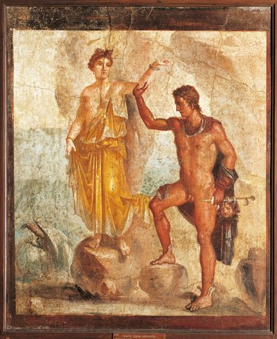 Italia, Campania, Pompei, Perseo che libera Andromeda dalla Casa dei Cinque Scheletri, affresco da Roman Roman