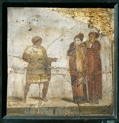 Italia, Campania, Pompei, Scena teatrale, affresco da Roman Roman