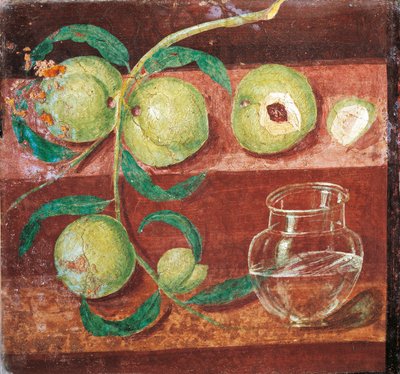 Natura morta con ramo di pesco, affresco da Pompei da Roman Roman
