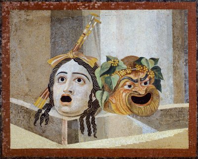 Mosaico con Maschere Teatrali, da Villa Adriana, Lazio da Roman Roman