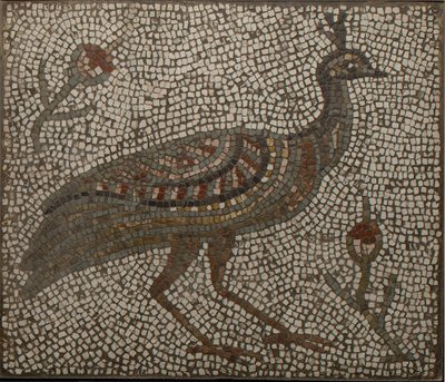Mosaico con pavone e fiori, III-IV secolo da Roman Roman