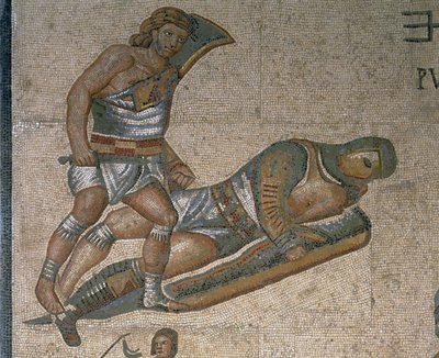 Mosaico con una scena di gladiatori in lotta (dettaglio) da Roman Roman