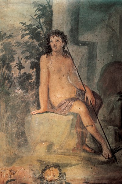 Narciso alla fontana, affresco dalla Casa di Loreio Tiburtino, Pompei, Campania, Civiltà Romana da Roman Roman