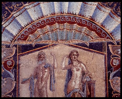 Nettuno e Anfitrite. Dettaglio di un mosaico murale dal triclinio della casa di Nettuno e Anfitrite, V secolo a.C.-I secolo d.C. da Roman Roman