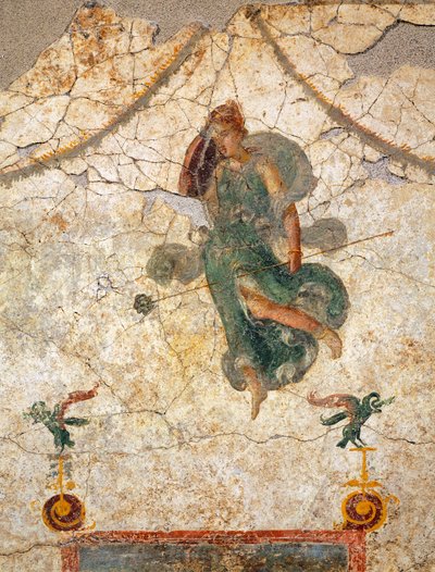 Dipinto in stile pompeiano del IV raffigurante una Menade che tiene un tirso da Roman Roman