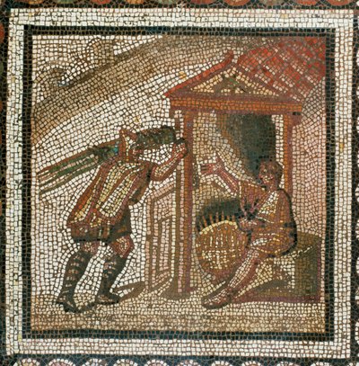 Contadino che trasporta ramoscelli di salice per cesti di vimini (mosaico) da Roman Roman
