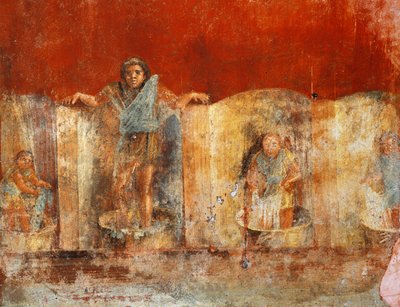 Affresco su colonna raffigurante la lavorazione della lana, da Pompei, Fullonica di Veranio Ipseo da Roman Roman