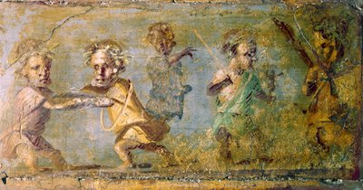 Pompei. La Caccia dei Nani. Affresco. Museo Nazionale di Napoli da Roman Roman