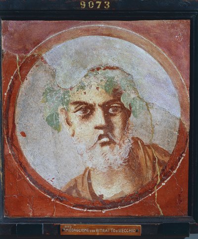 Ritratto di un vecchio (probabilmente un poeta o un filosofo), Italia, Campania, Pompei, pittura su intonaco, 55-79 d.C. da Roman Roman