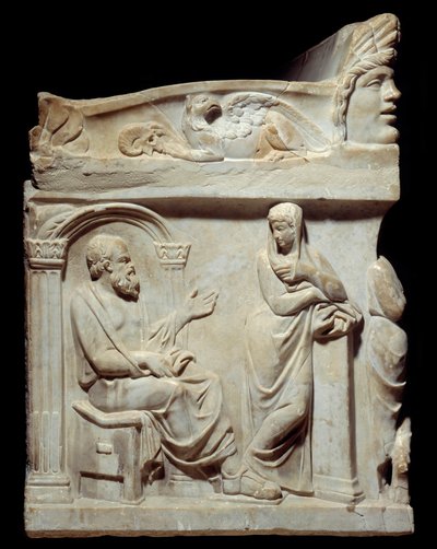 Antichità romana: Sarcofago delle Muse. Questo sarcofago è adornato con la rappresentazione delle nove muse e, sui lati piccoli, i ritratti del filosofo Socrate e del poeta Esiodo da Roman Roman