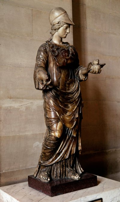 Antichità romana: statua di Minerva drappeggiata e coperta con l