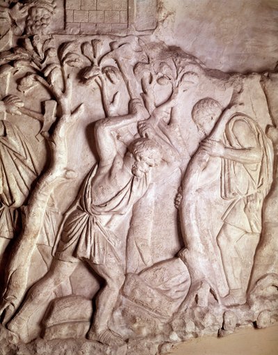 Arte romana: scena di sgombero, bassorilievo da Roman Roman