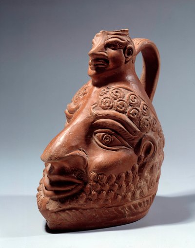 Arte romana: vaso di terracotta a forma di doppia testa. Parigi, Museo del Louvre da Roman Roman