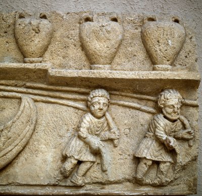 Arte romana: il traino di una barca carica di barili destinati al commercio (dettaglio) da Roman Roman
