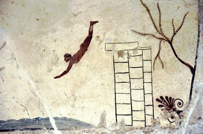 Affresco romano della tomba chiamata il tuffatore da Roman Roman