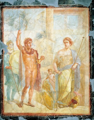 Il Matrimonio di Alessandro (Ares) e Stateira (Afrodite), affresco in Regio 6 Insula Occidentalis 39, Pompei da Roman Roman