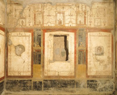 Decorazione murale in Quarto Stile Pompeiano, dalla Casa di Loreio Tiburtino, Pompei, Campania, Civiltà Romana da Roman Roman