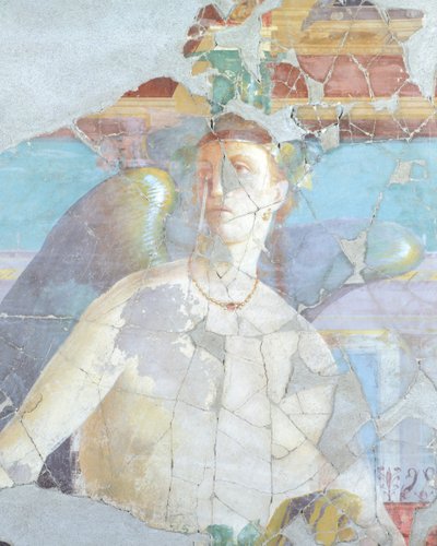 Donna alata, (dettaglio) di affresco nella Casa di Fabio Rufo, Pompei, Campania, Civiltà Romana da Roman Roman