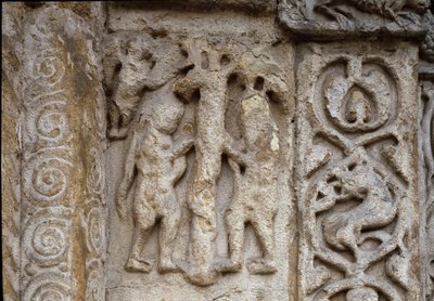 Adamo ed Eva (dettaglio della facciata della Basilica, inizio XII secolo) da Romanesque