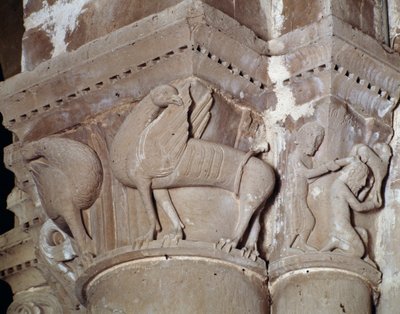 Caino uccide Abele (capitello scolpito del transetto) da Romanesque