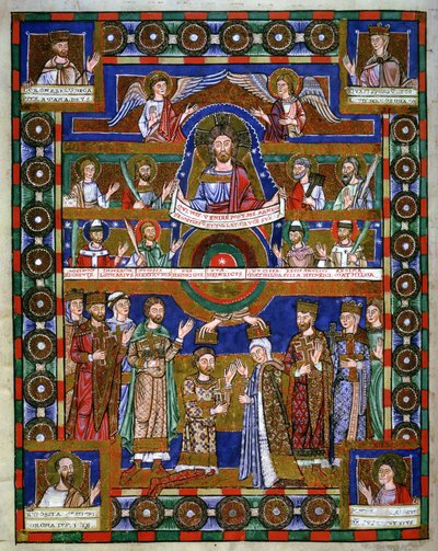 Incoronazione di Enrico il Leone e il suo matrimonio con Matilde, dal Vangelo di Enrico il Leone da Romanesque