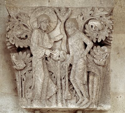 Dio e Caino (capitello scolpito) da Romanesque