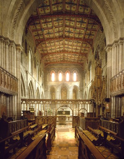Arte romanica: vista interna della chiesa di San David costruita tra il VI e il XII secolo. Saint David
