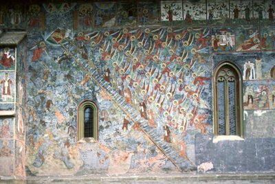 Scala del Paradiso, dipinto sulla facciata nord della chiesa, c.1601 da Romanian School