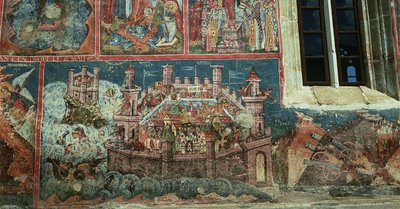 Assedio di Costantinopoli da parte del Sultano Mehmet II (1432-81) nel 1453 da Romanian School