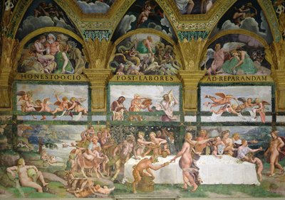 Camera di Cupido e Psiche, preparativi per il banchetto degli dei per il matrimonio di Cupido e Psiche da Romano Giulio